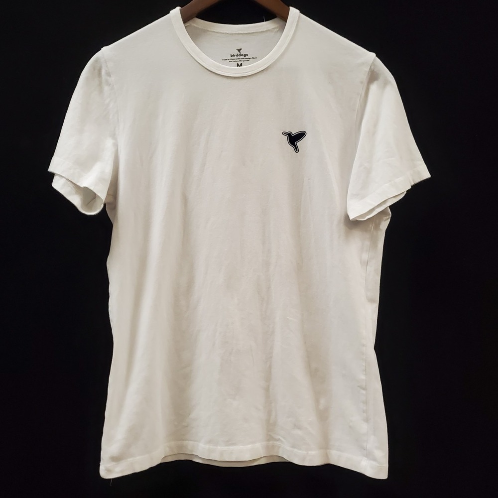 Bird Dog Mens Short Sleeve Crew Neck T Shirt Size M White Spellout Logo Tropical